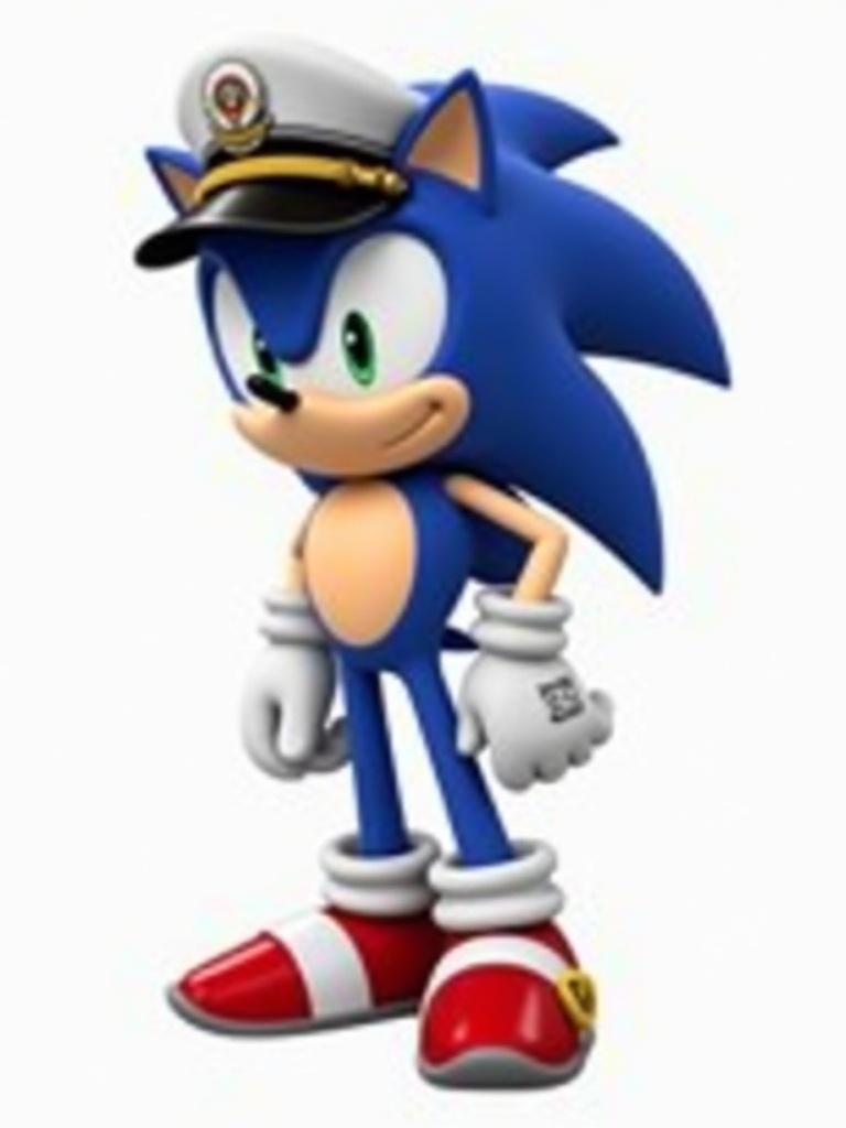 Sonic character wearing just a peaked cap depicted in a cartoon style. No background elements or other clothing is visible.