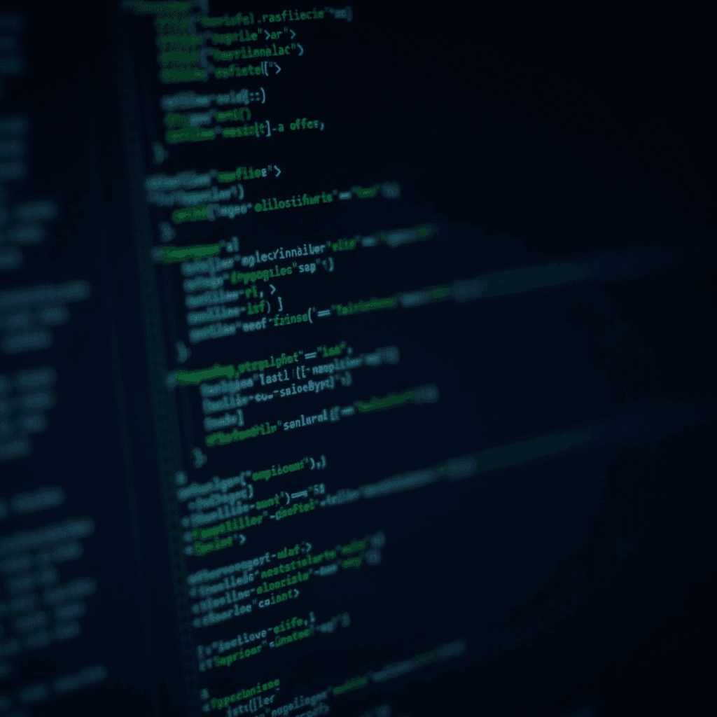 A close-up view of colorful code lines displayed on a computer screen.