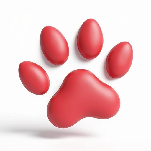 A 3D cartoon style paw print design against a clean white background