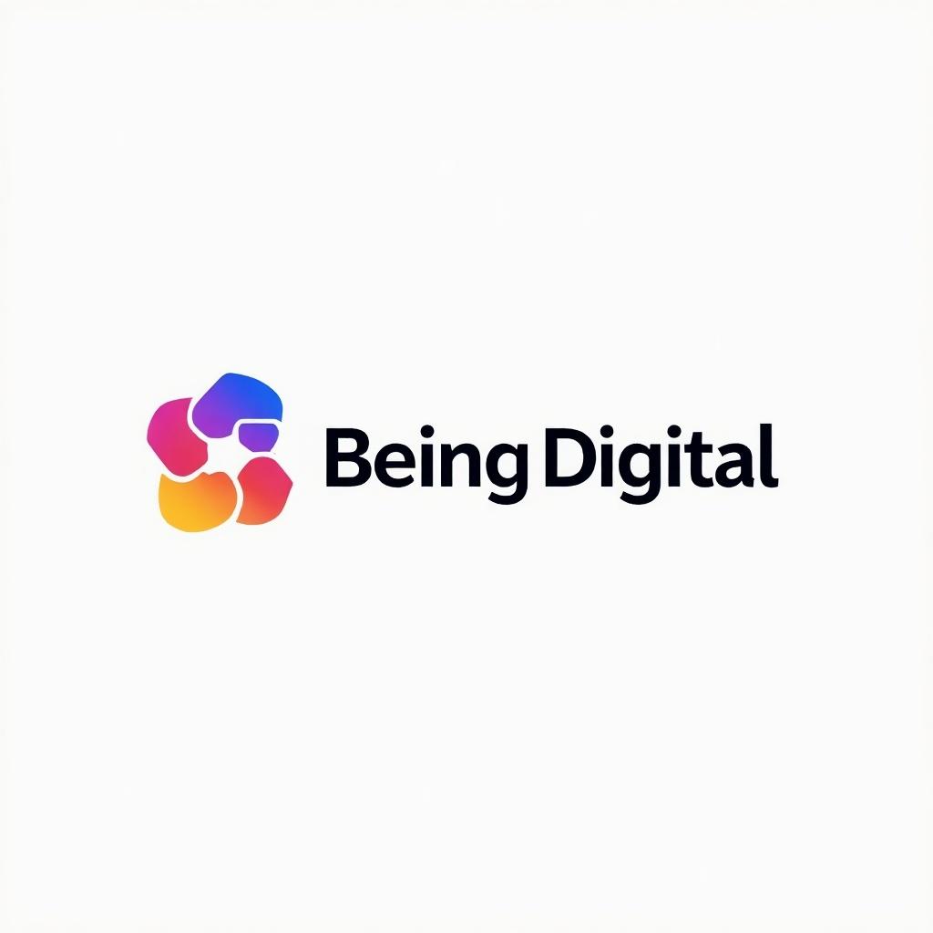 Logo for Being Digital brand. Colorful and modern design. Emotional connection with audience. Represents a growing digital brand.