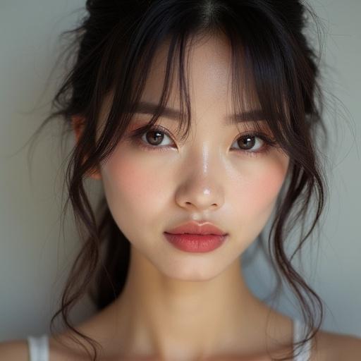 Cute Japanese beauty with glossy lips. Glamorous and real.