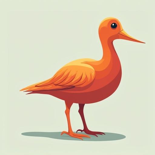 Illustration of a streamlined bird with orange feathering. The bird has a smooth body shape with a long beak and large eye. Simple background with light color. The focus is on the bird's form and color.