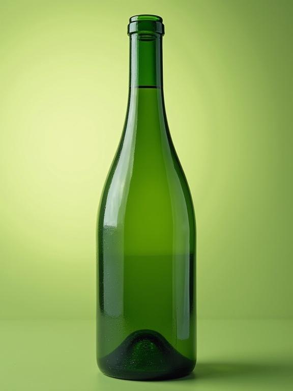 A commercial poster featuring a well-lit green wine bottle against a gradient background with a focus on showcasing the bottle's design.