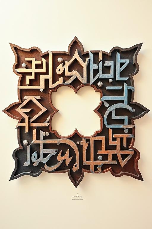 Square-shaped artwork featuring intertwined names in Arabic script Talha Arif Ayra Ayza. Artwork is intricately designed with a blend of colors and an elegant finish. The design is displayed on a plain background.