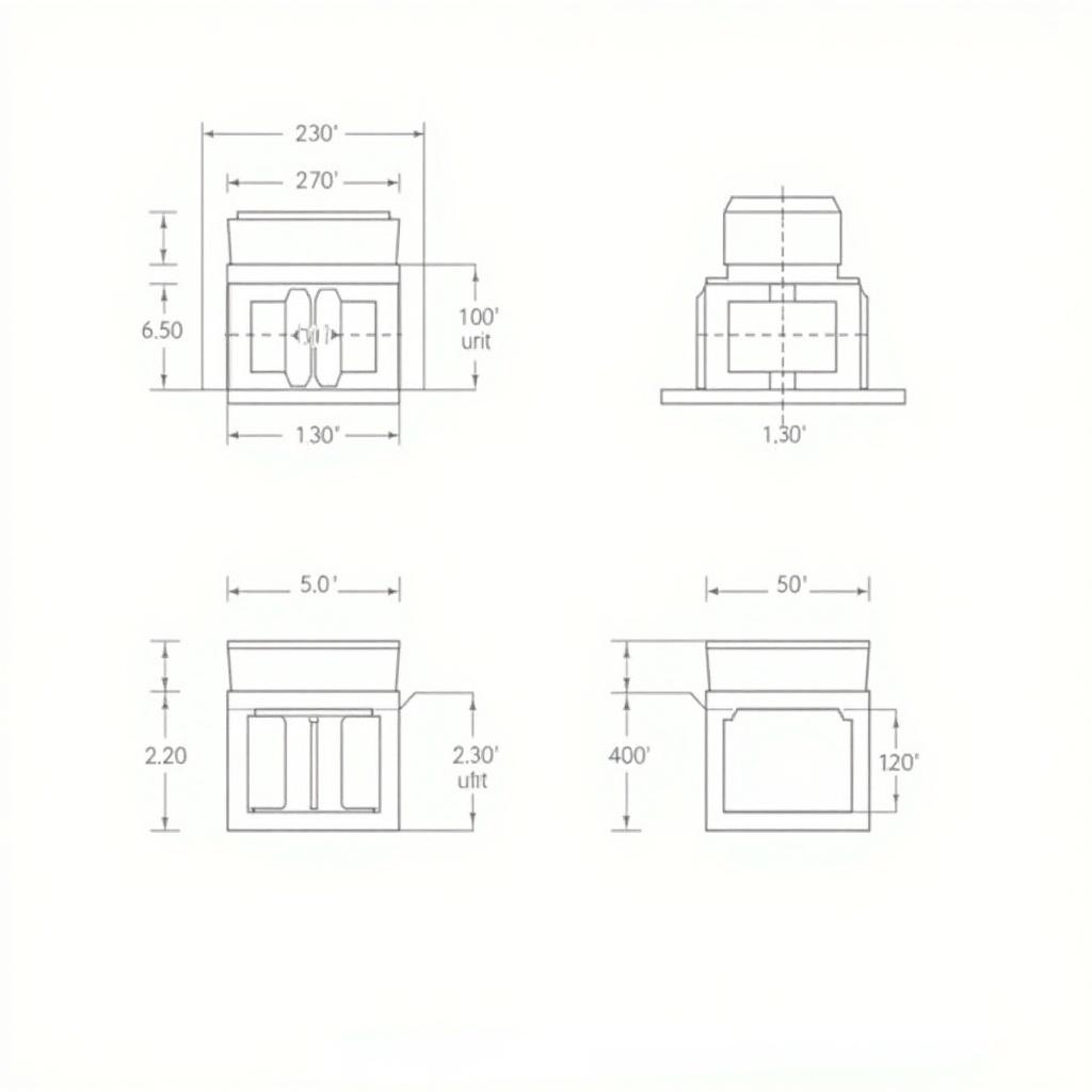 The image presents a technical drawing of a mechanical component. It features a cylindrical shape atop a rectangular base with clearly marked dimensions in millimeters. The design includes a slot and a circular protrusion, highlighting precision in engineering. Notches are detailed along the rectangular section, and the front view shows its height of 30 units and width of 50 units. The side view captures the depth and height while emphasizing the protruding notches, making it a reliable reference for engineering and architectural projects.