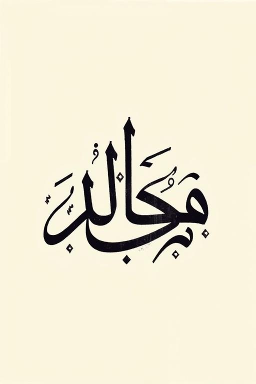 Stylized Arabic calligraphy showcasing letters کپڑا شپڑا بن یوسف in Kufi script. Design is intricate with bold lines. Color scheme features black ink on light cream background.