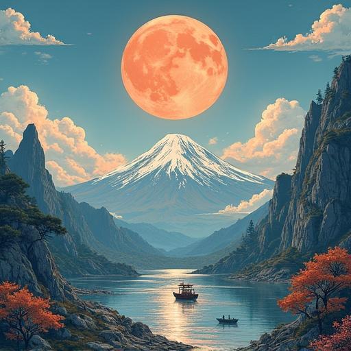 A picturesque campgrounds with Mount Fuji in the background during sunrise.