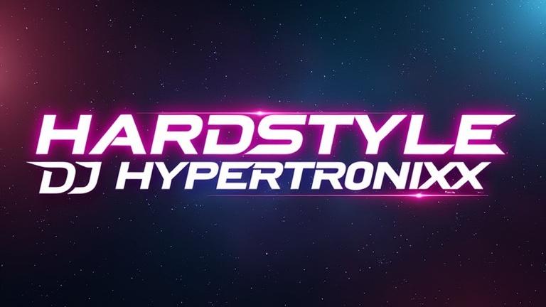 Futuristic text displaying hardstyle trance DJ Hypertronixx for an album cover