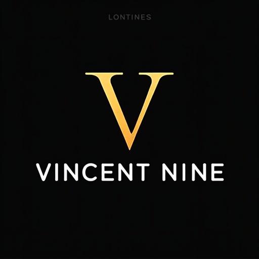 Logo design featuring the monogram V and N. Elegant style with black and gold colors.