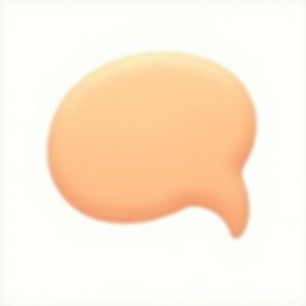 The image features a pastel orange, three-dimensional speech bubble set against a white background. This design element represents conversation and communication effectively. Its soft color and rounded edges create a friendly and inviting feel. The subtle shadow beneath the bubble enhances its 3D appearance. Ideal for use in digital and print design for marketing or educational purposes.