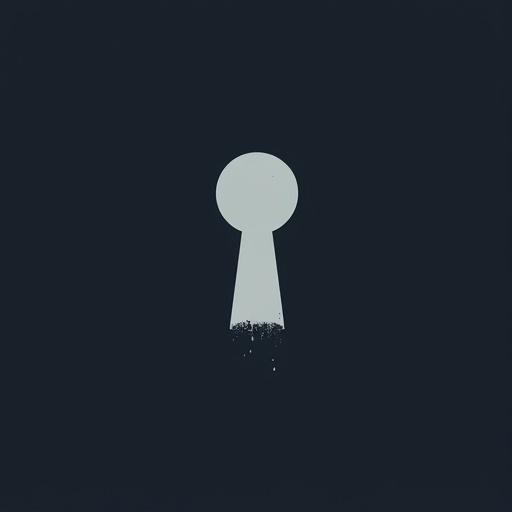 Design a minimalist logo focusing on a stylized keyhole. Use dark and sophisticated colors. Include a subtle drop resembling ink or blood around the keyhole. Create a clean and modern aesthetic. Aim for a mysterious vibe suggesting secrets and intrigue.