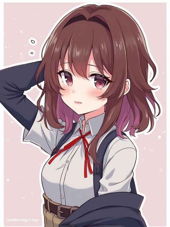 Anime character wearing a sailor uniform with a beautiful expression and long hair.