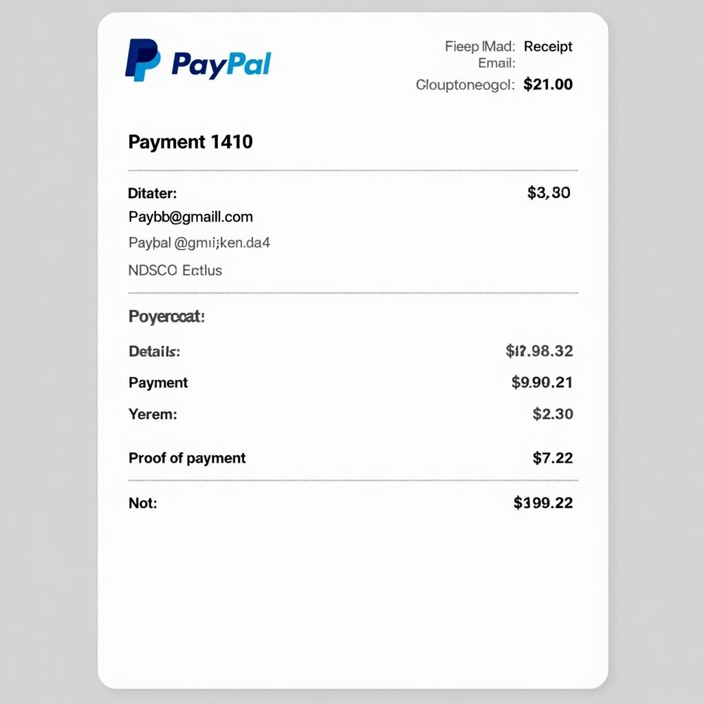 Image of a PayPal payment receipt showing transaction details. The receipt displays a payment amount with email address. It serves as an important financial record.