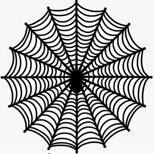 Intricate spider web in SVG format. Suitable for cutting and crafting. A stylized black spider web. Visible looping patterns extending from the center.
