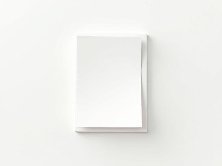 3D representation of a notepad with a white background and soft texture.