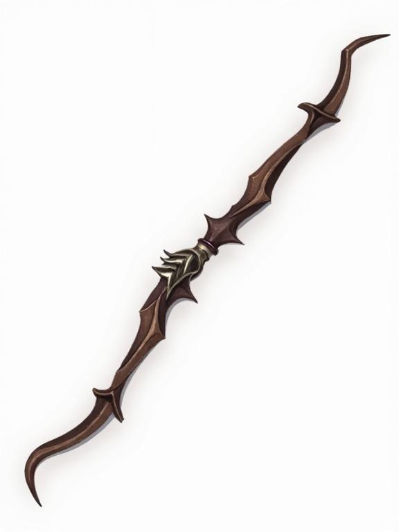 Elven bow designed for a game icon. No background present. The bow has ornamental features and an elegant structure suitable for an ARPG.