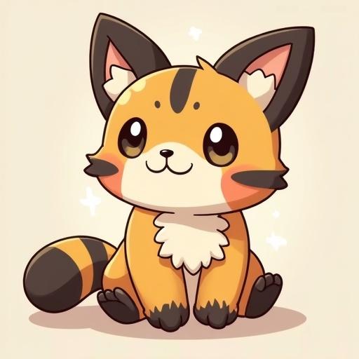 plushie type bobcat in Pokemon art style. Cute and cartoonish design. Soft colors and friendly expression.