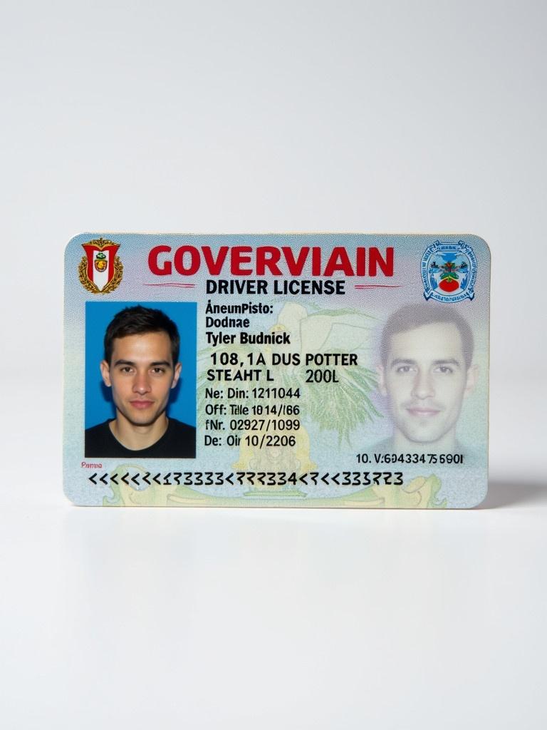 Front side of a Peruvian driver license. Displays personal information. Card has a typical government design with official elements. Identification photo is prominently displayed.