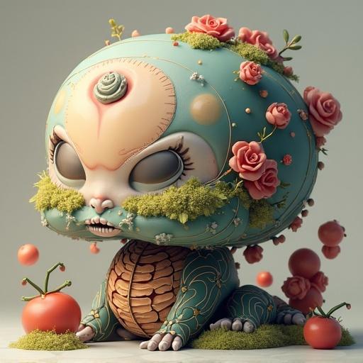 Highly stylized character portrait resembling anime scene featuring whimsical design. Emphasize dynamic pose with vibrant colors and expressive features. Full body display with modern artistic style in a playful composition. Focus on character's body proportions, maintaining a strong and lively appearance.