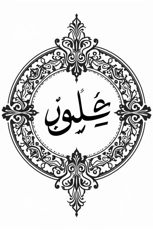 Circular Arabic calligraphy design featuring name محمد. Elegant intricate patterns complete a circular border.