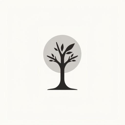 Design a monotone vector logo featuring a tree and a Λ symbol. The tree and symbol are of equal height and spaced apart. No text is included in the design.