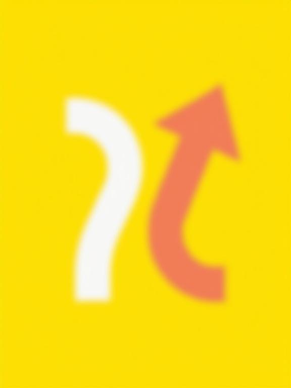 Two opposing curved arrows in white and coral-red arranged on a bright yellow background. The arrows meet to create a Y-shape. The design features bold shapes with strong visual contrast. A limited color palette enhances the modern aesthetic. The composition emphasizes direction and choice in a minimalist style. The overall work evokes a sense of decision-making and alternatives.