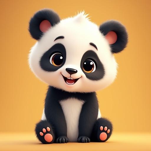 Create a cute children's character a panda called Lulo. Animation style designed for YouTube.