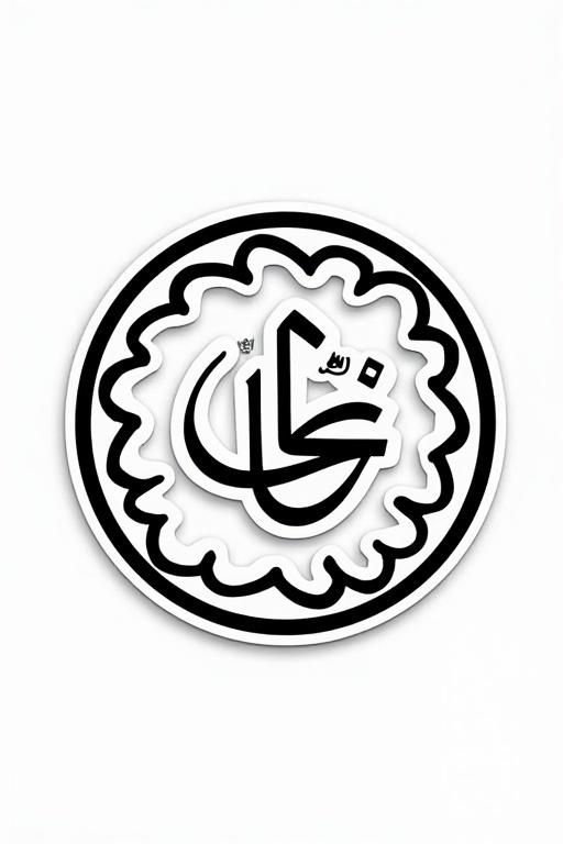 Circular Arabic calligraphy design featuring the name بيت الفتوح السائقين in black and white.