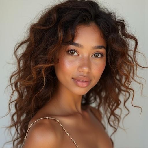 Poster for Mamaearth shampoo featuring a beautiful woman with curly hair. Highlight product benefits and brand values. Use natural elements and vibrant colors for an eye-catching design.