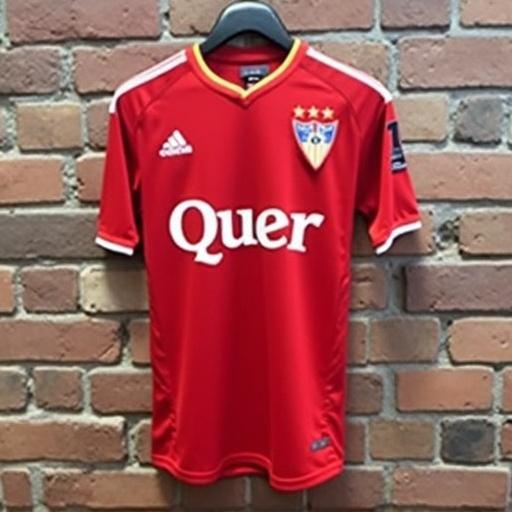 Design of a Sevilla FC jersey made as if by Adidas. The jersey is predominantly red with white and blue details. It features the club's emblem and brand logo prominently.