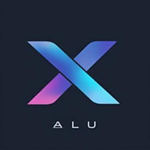 Image of a brand named xalux. Features a modern logo with a combination of an 'X' shape and the text 'ALU' underneath. Colors shift between blue and purple on a black background.