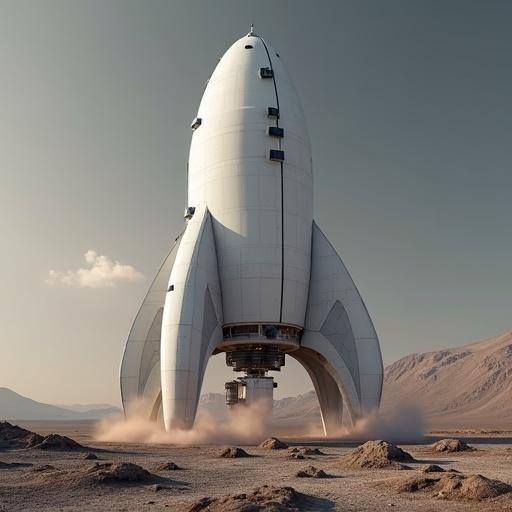 A spacecraft designed for landing on the surface featuring a simple and clean optimized form.