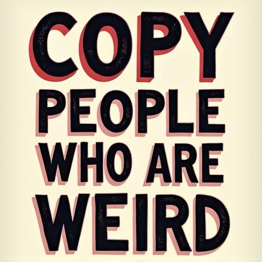 Text design with the phrase COPY PEOPLE WHO ARE WEIRD. Emphasis on creativity and uniqueness. Suitable for merchandise and print-on-demand. Focus on motivating self-expression.