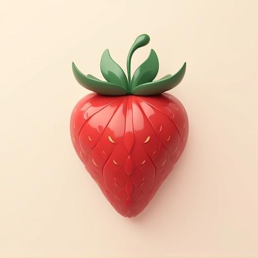 3D strawberry logo design. Premium minimalist style. Features soft pastel gradient colors. Includes sleek geometric silhouette and elegant details. Evokes luxury and sweetness. Captivating visual design very appealing.