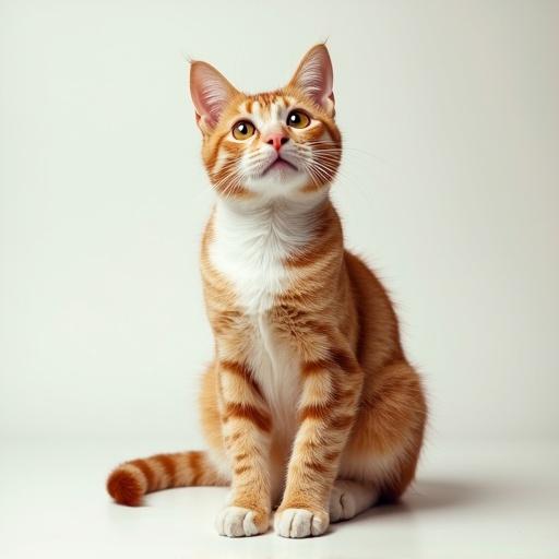 Single orange tabby cat captured in a soft and painterly style contrasted against a clean vibrant side. Cat sits gracefully, embodying dual realities in a split-screen effect.