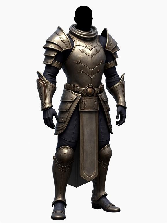 Body armor equipment for a video game. Designed as an item for an ARPG. Features intricate details in a metallic finish. Transparent background. Focus on armor without human features.