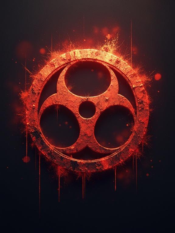 Colorful and striking Rust logo background in a cyberpunk style. The design features a prominent rust symbol with vibrant red and orange elements. The logo has a gritty texture and glowing effects, evoking an industrial atmosphere.