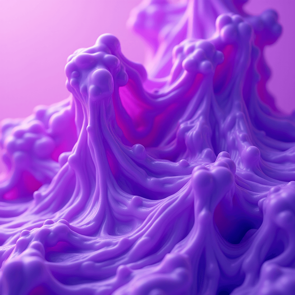 An abstract scene with flowing shapes and curves in bright purple tones.