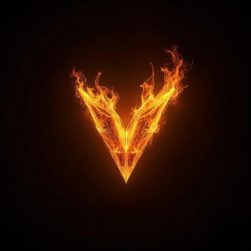 Design a luxury logo for a company named vermillion Productions in gold with a fire effect.