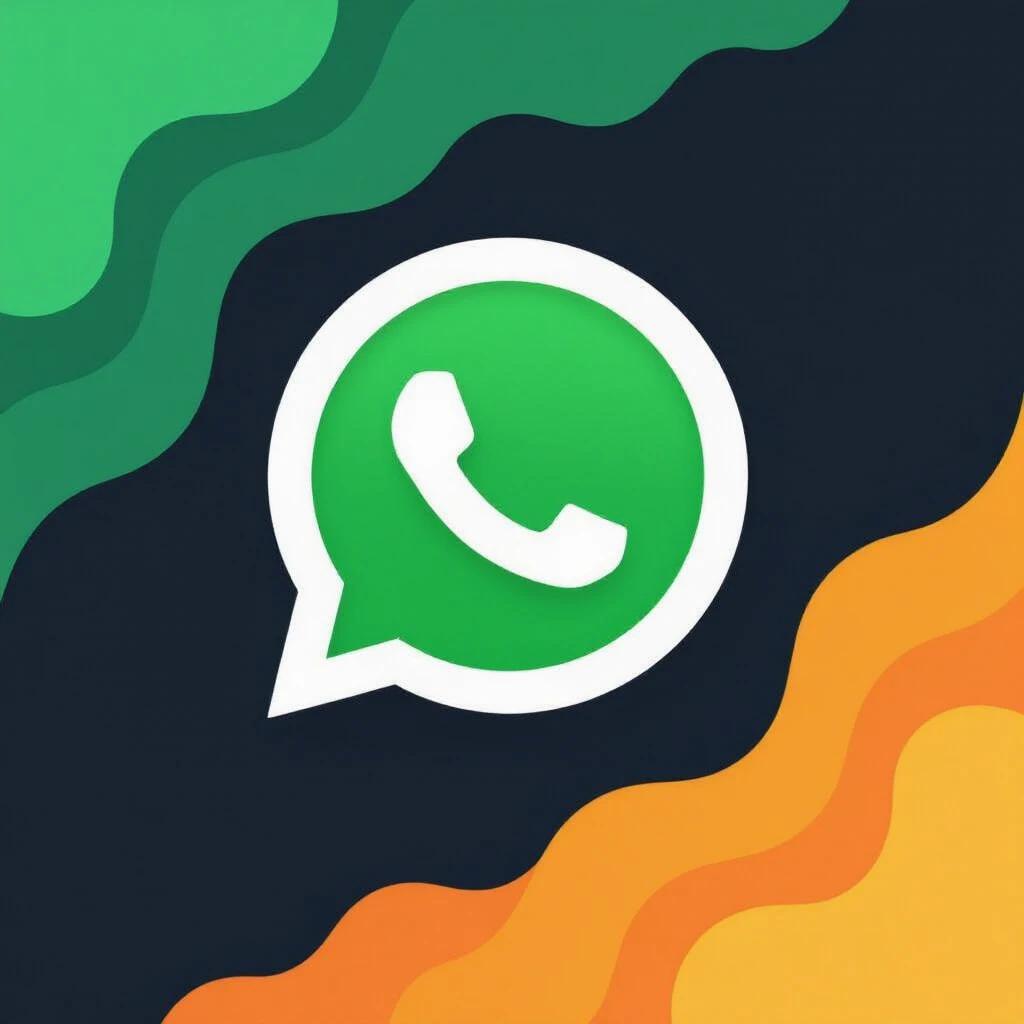 Logo of WhatsApp displayed on a dark background combined with Valorant design. Image is 2x2 square format. Background features blended dark colors with a vibrant look.