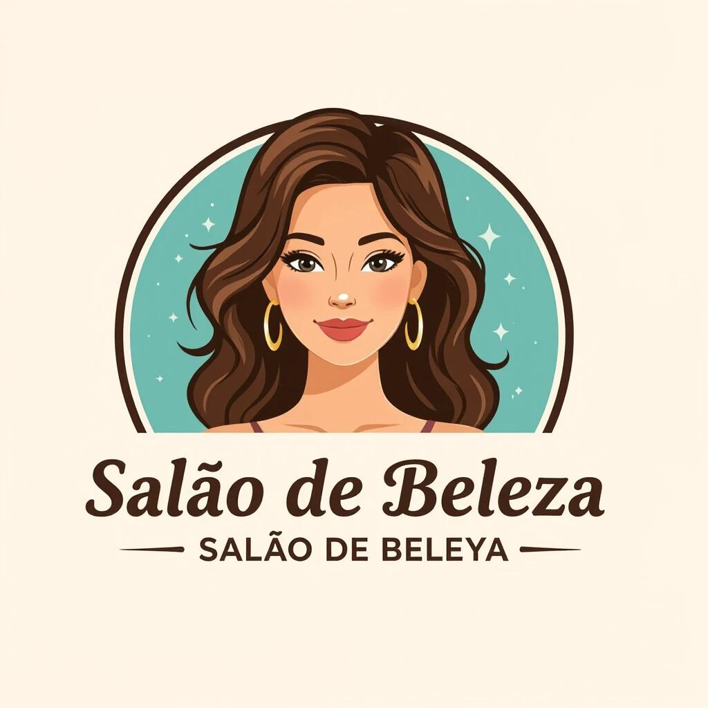 Design a logo for a beauty salon featuring elegant typography and an appealing illustration of a woman's silhouette with wavy hair. The design includes soft pastel colors and a starry background.