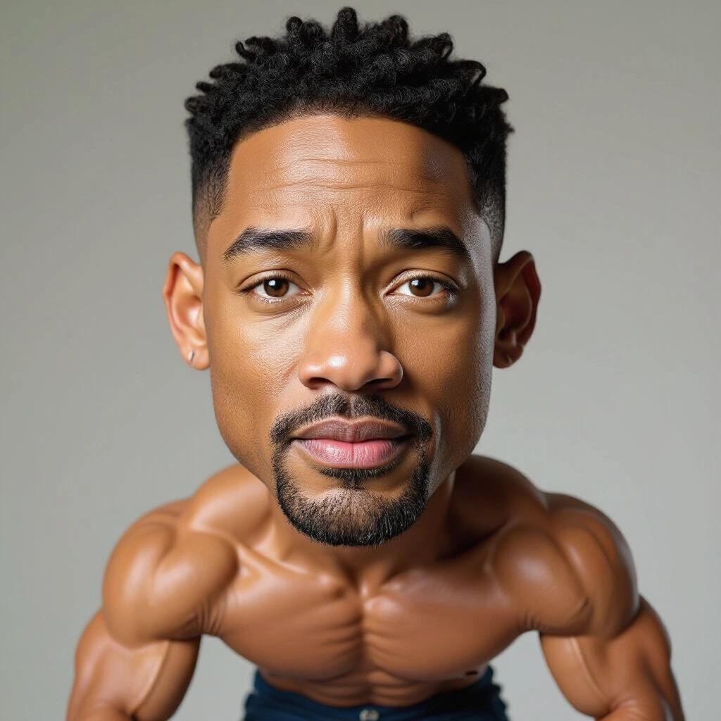 Portrait of a muscular man with large head and small face. Emphasis on strength and defined muscles. Capture the essence of fitness and athleticism. Inspirational and motivational look. Capture from the front for dramatic effect.
