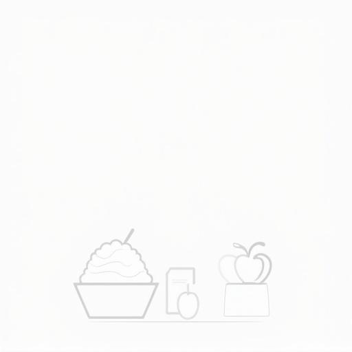Minimalist gray outlines of food items. Bowl of rice with a spoon. Milk carton next to rice. An apple on the other side. Simple and clean design for placeholder.