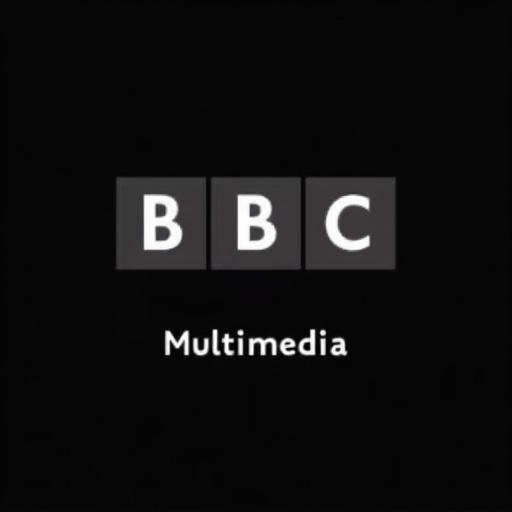 On black background are three squares. Inside squares are letters B B C. Below is the word Multimedia.