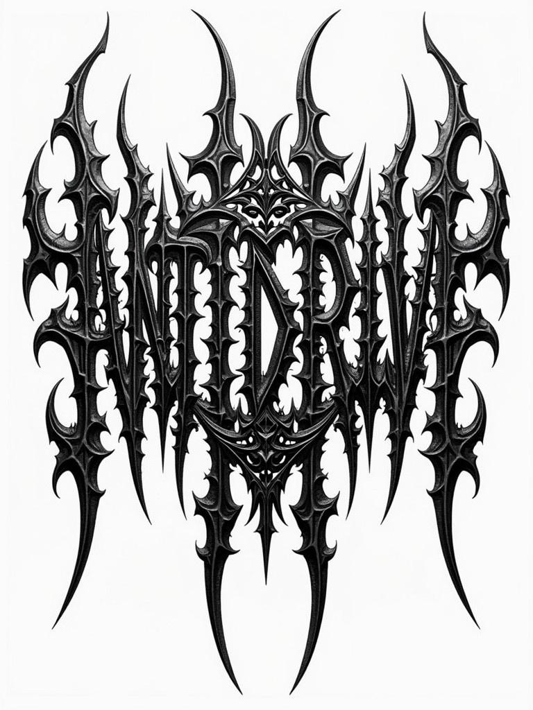 Logo for ANTIDDRIVE features gothic style typography. Sharp jagged lettering creates an ominous feel. The design is black and white with intricate spikes. Elaborate details enhance the overall look.