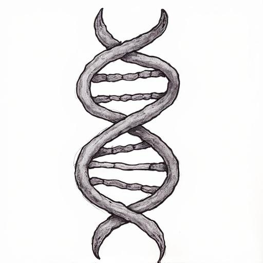 Drawing of DNA and RNA structure on a white background.
