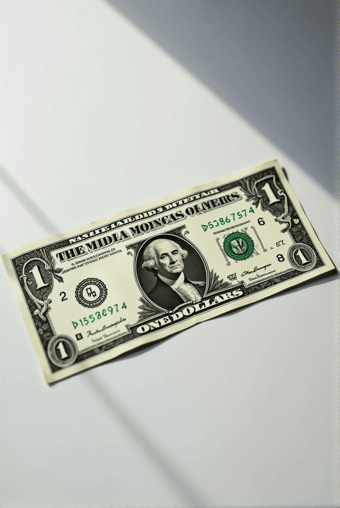 A one-dollar bill is placed on a smooth, light-colored surface with soft lighting.