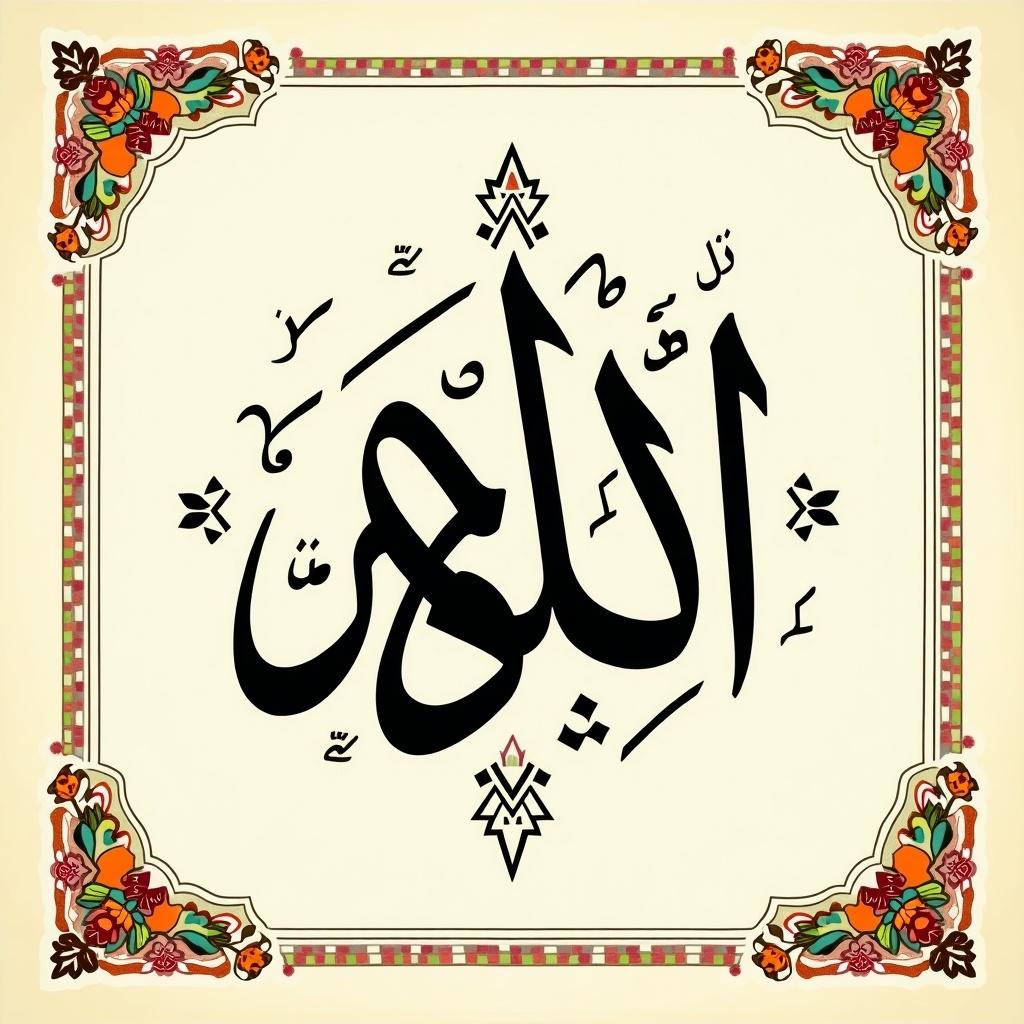 Intricate Arabic calligraphy showcasing شامين in decorative border. Black calligraphy on cream background with floral and geometric patterns. Elegant and culturally significant design.