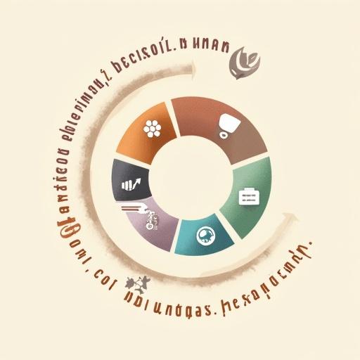 Professional design with spiral showing HR visual elements like circle chart clipboard resume clock upward bar graph teamwork icon calculator pencil stack of books. Includes text 'Ismaira Paulino' in elegant cursive, 'Departamento Gestión Humana' in bold serif font, and 'Conectando personas, creando valor' in clean sans serif font. Light beige background with minimalist harmonious design.