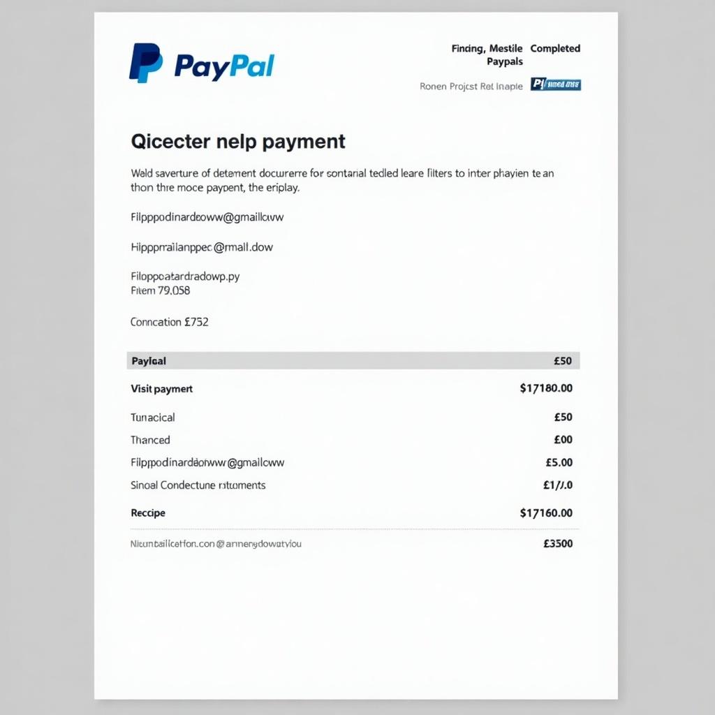 Document shows proof of payment from PayPal. Payment directed to filippo.dinardoww@gmail.com. Receipt has recognizable PayPal design. Layout emphasizes clarity with bold text and simplified background. Completed transaction of £50.